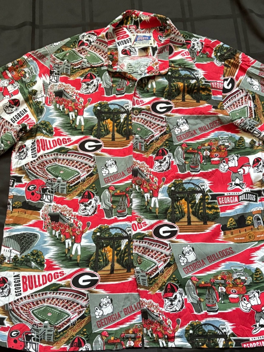 Reyn Spooner Shirt Men L University Georgia Bulldogs UGA Hawaiian Print Football